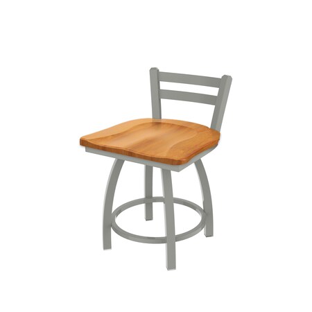 Holland Bar Stool Co 18" Low Back Swivel Vanity Stool, Nickel Finish, Med Maple Seat 41118ANMedMpl